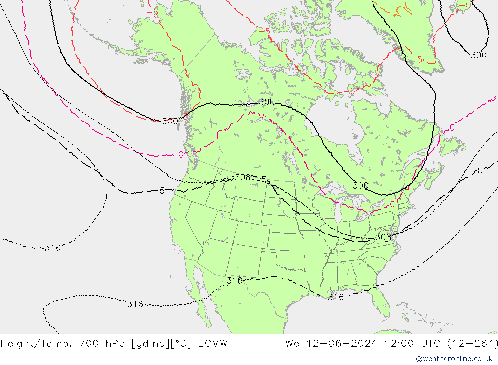 Yükseklik/Sıc. 700 hPa ECMWF Çar 12.06.2024 12 UTC