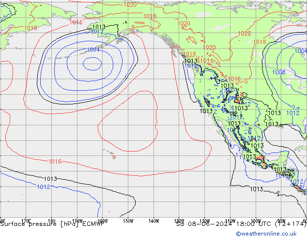 pressão do solo ECMWF Sáb 08.06.2024 18 UTC