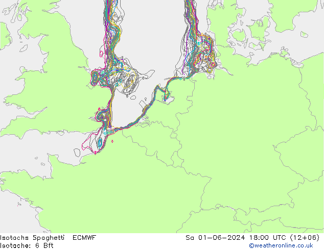 Isotachs Spaghetti ECMWF Sa 01.06.2024 18 UTC
