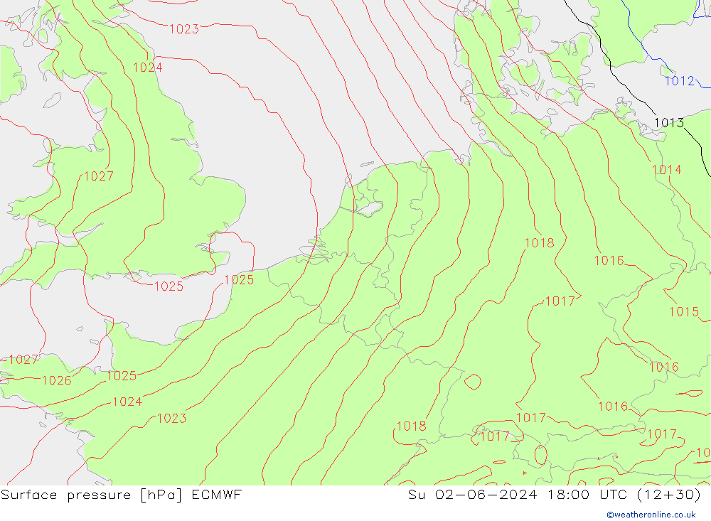 pressão do solo ECMWF Dom 02.06.2024 18 UTC