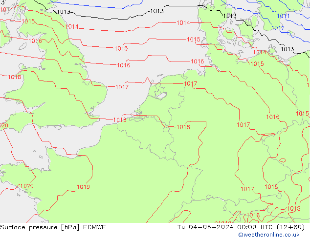 Pressione al suolo ECMWF mar 04.06.2024 00 UTC