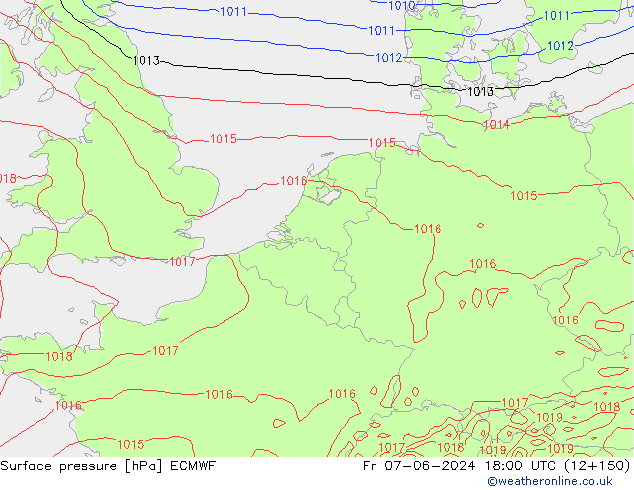 приземное давление ECMWF пт 07.06.2024 18 UTC
