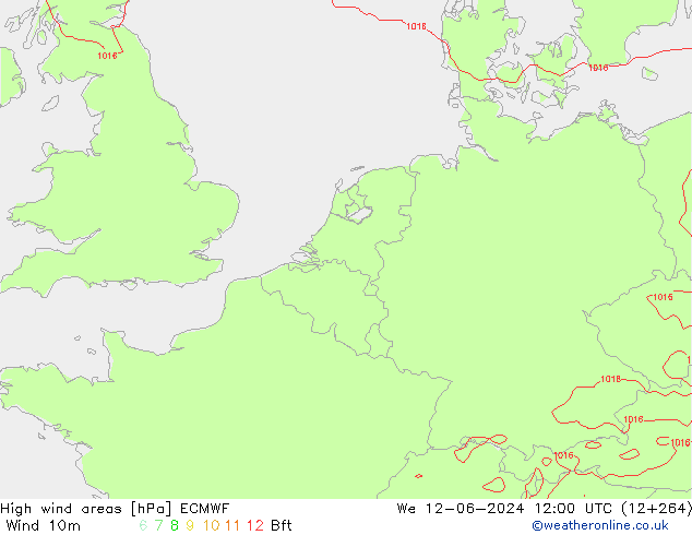 High wind areas ECMWF Qua 12.06.2024 12 UTC