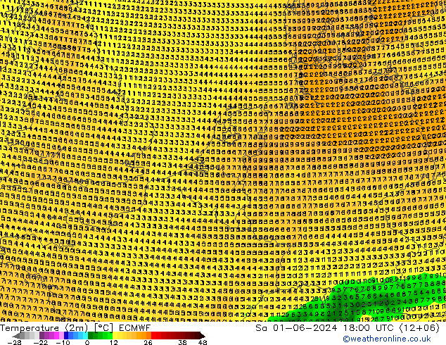 Sıcaklık Haritası (2m) ECMWF Cts 01.06.2024 18 UTC