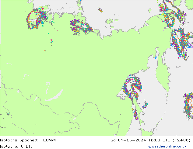 Isotachs Spaghetti ECMWF сб 01.06.2024 18 UTC