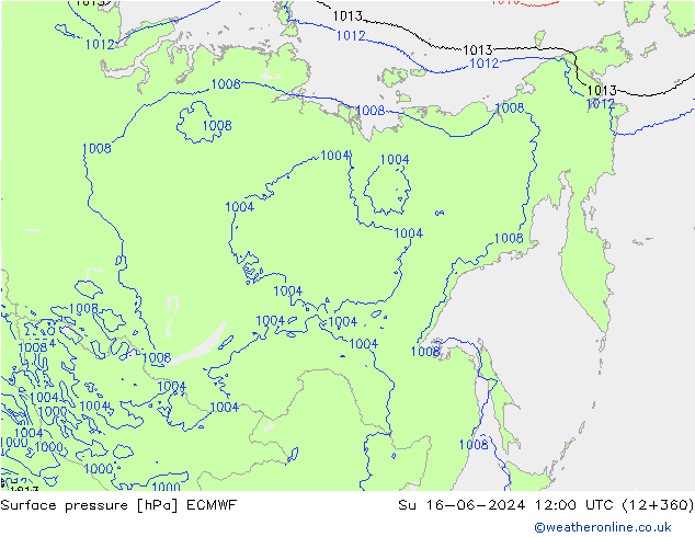 pression de l'air ECMWF dim 16.06.2024 12 UTC