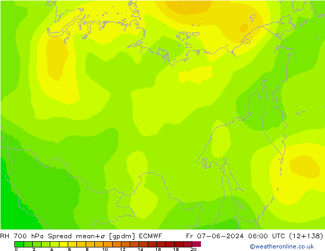 RH 700 гПа Spread ECMWF пт 07.06.2024 06 UTC