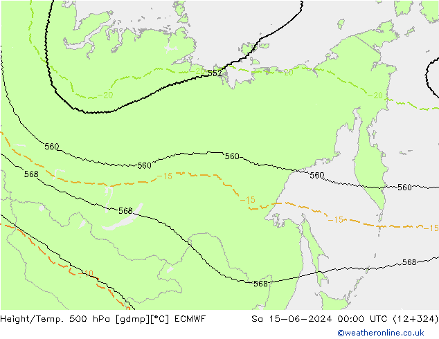 Yükseklik/Sıc. 500 hPa ECMWF Cts 15.06.2024 00 UTC