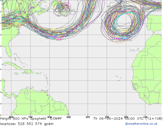 500 hPa Yüksekliği Spaghetti ECMWF Per 06.06.2024 00 UTC
