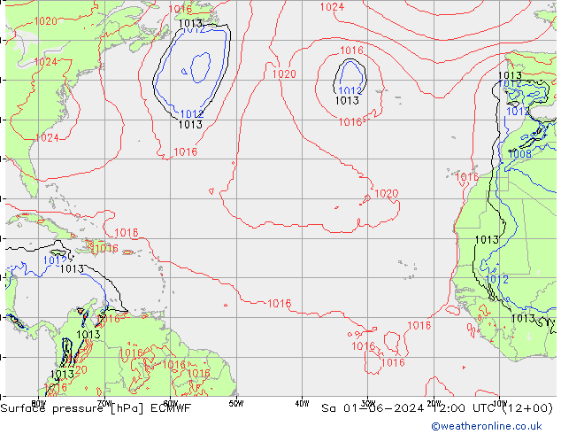 приземное давление ECMWF сб 01.06.2024 12 UTC