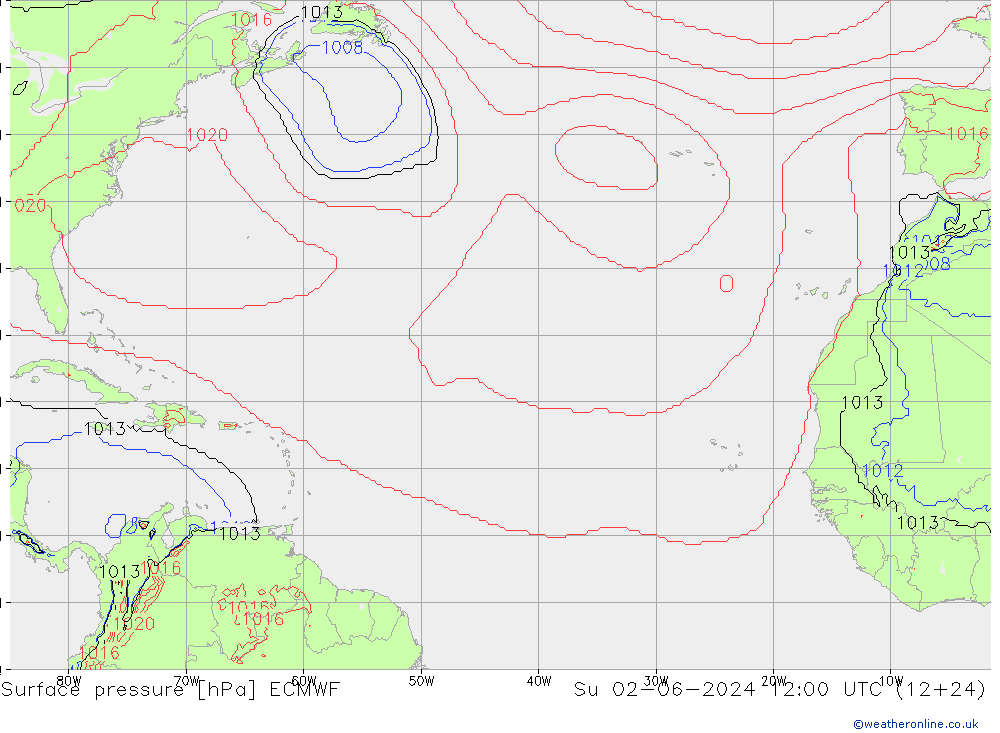 Surface pressure ECMWF Su 02.06.2024 12 UTC