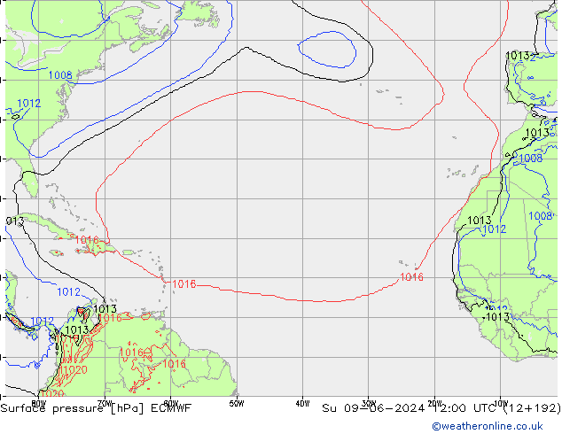 приземное давление ECMWF Вс 09.06.2024 12 UTC