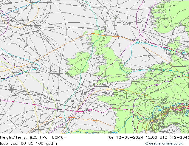 Height/Temp. 925 hPa ECMWF Qua 12.06.2024 12 UTC
