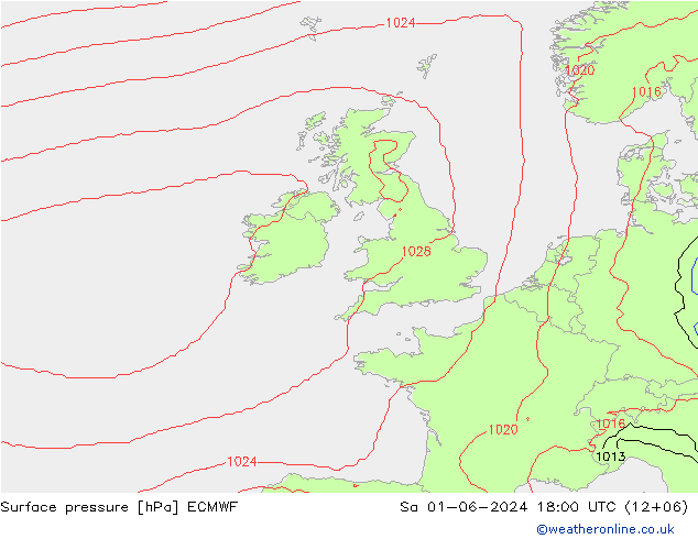 Atmosférický tlak ECMWF So 01.06.2024 18 UTC