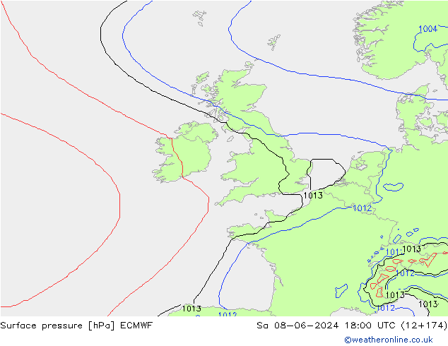 Atmosférický tlak ECMWF So 08.06.2024 18 UTC