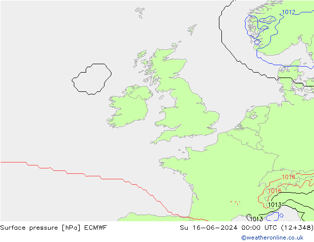 Atmosférický tlak ECMWF Ne 16.06.2024 00 UTC