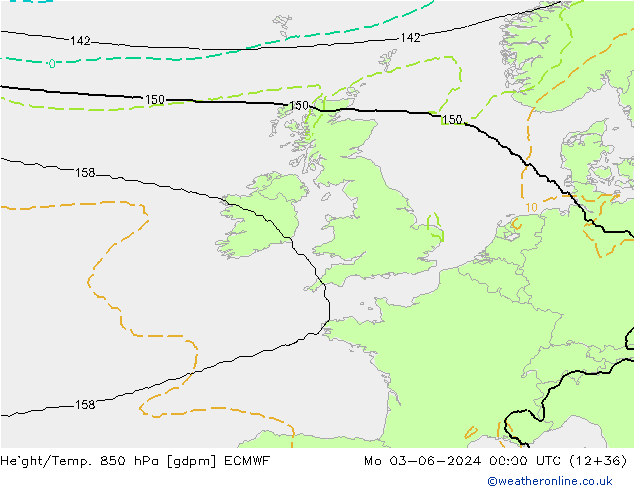 Height/Temp. 850 hPa ECMWF  03.06.2024 00 UTC