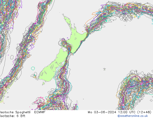 Isotachs Spaghetti ECMWF lun 03.06.2024 12 UTC