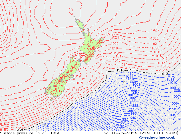 Surface pressure ECMWF Sa 01.06.2024 12 UTC