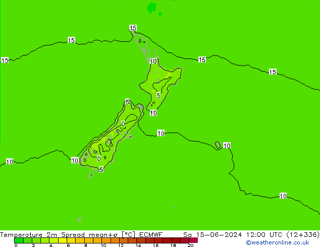 Sıcaklık Haritası 2m Spread ECMWF Cts 15.06.2024 12 UTC