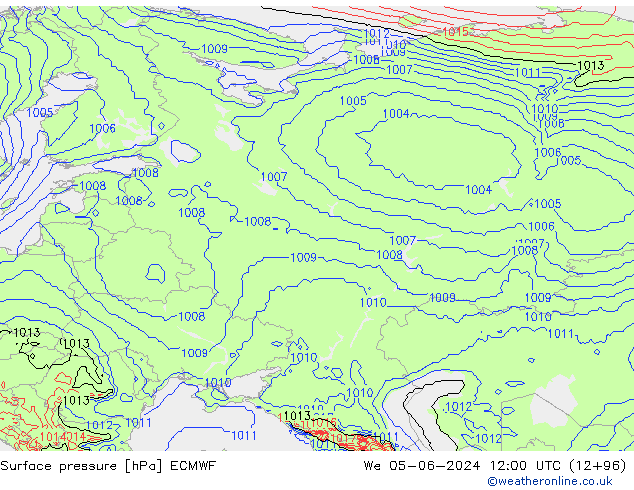 Surface pressure ECMWF We 05.06.2024 12 UTC