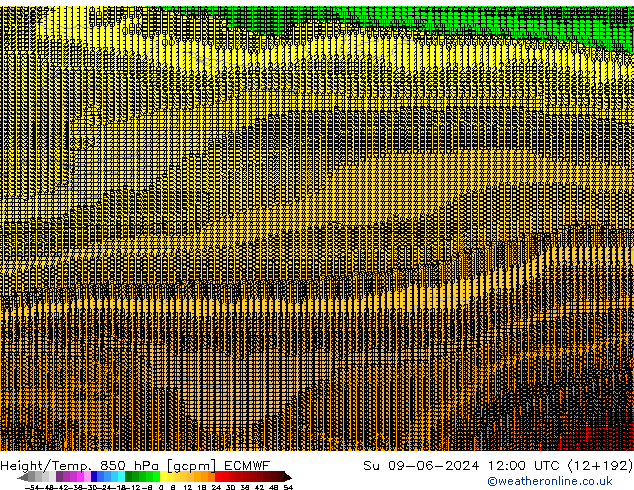 Height/Temp. 850 hPa ECMWF Su 09.06.2024 12 UTC