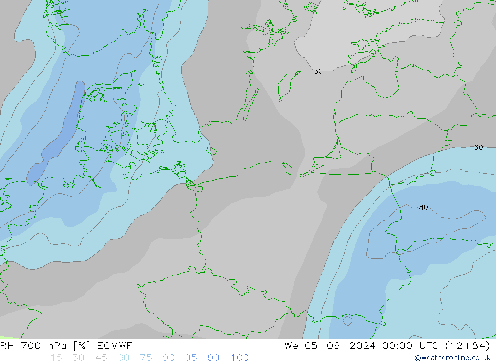 RH 700 hPa ECMWF St 05.06.2024 00 UTC