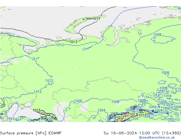 Bodendruck ECMWF So 16.06.2024 12 UTC