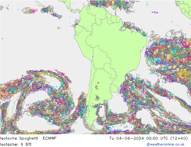 Isotachs Spaghetti ECMWF Ter 04.06.2024 00 UTC