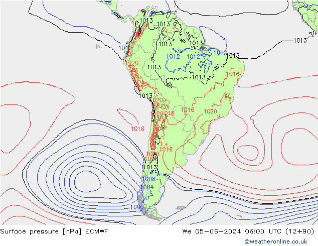 ciśnienie ECMWF śro. 05.06.2024 06 UTC