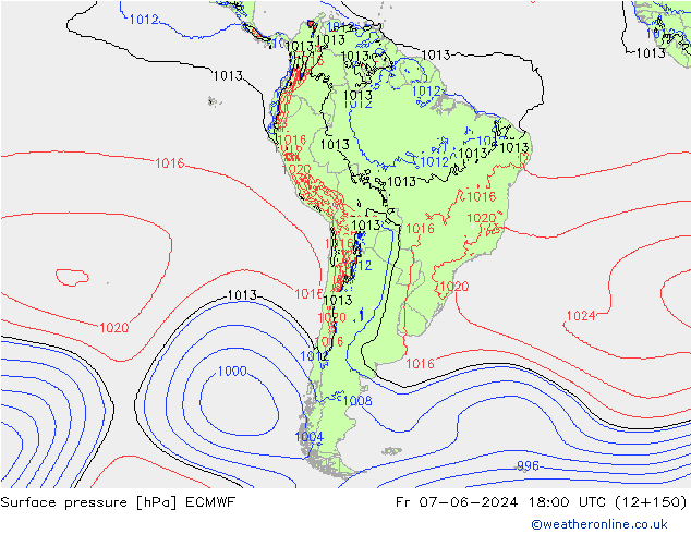 Bodendruck ECMWF Fr 07.06.2024 18 UTC