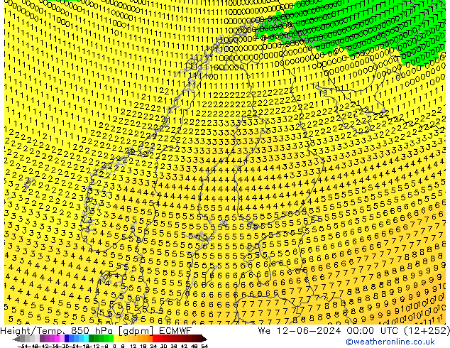 Height/Temp. 850 hPa ECMWF We 12.06.2024 00 UTC