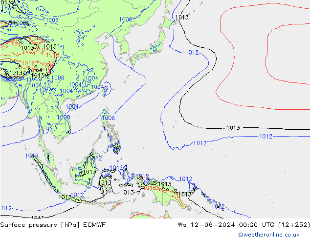 Luchtdruk (Grond) ECMWF wo 12.06.2024 00 UTC