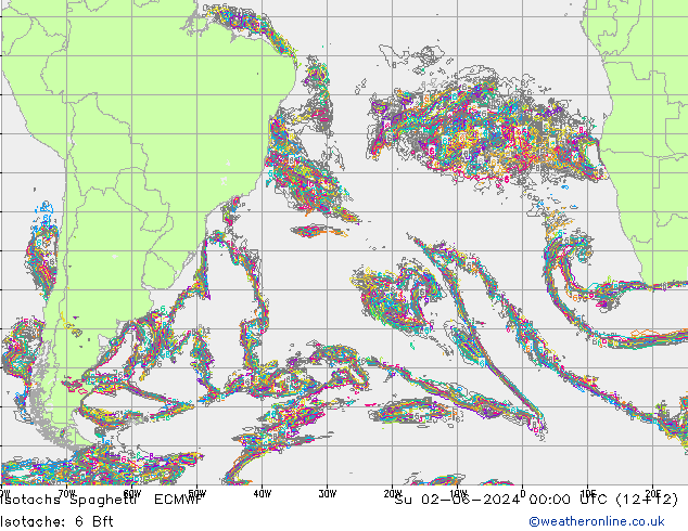 Isotachen Spaghetti ECMWF zo 02.06.2024 00 UTC