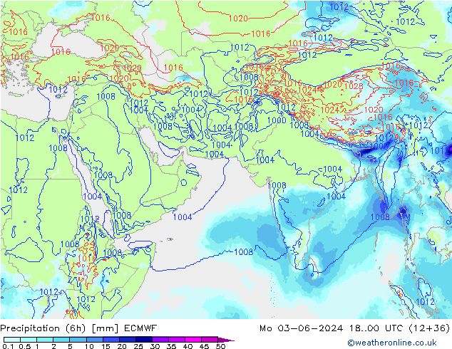 Precipitazione (6h) ECMWF lun 03.06.2024 00 UTC