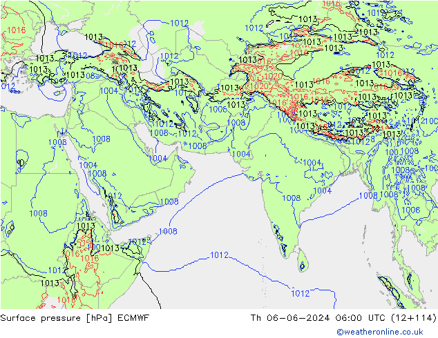 Surface pressure ECMWF Th 06.06.2024 06 UTC