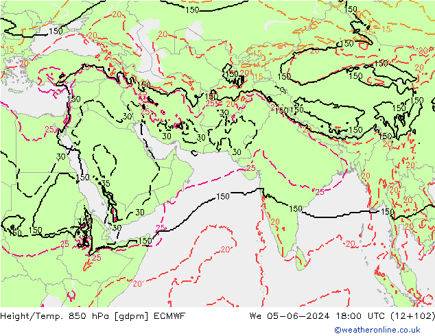 Height/Temp. 850 hPa ECMWF We 05.06.2024 18 UTC