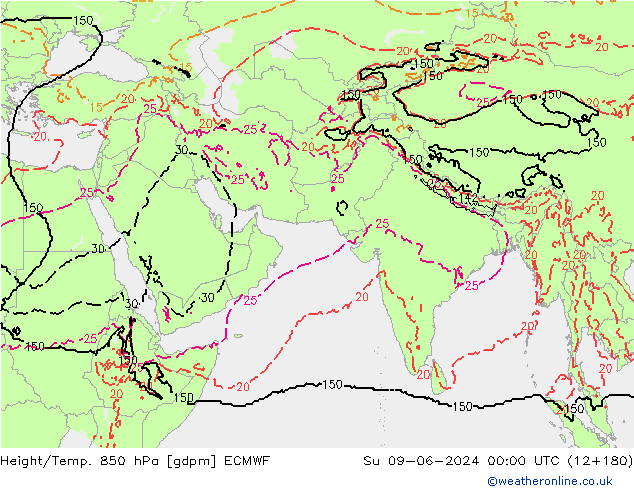 Height/Temp. 850 hPa ECMWF  09.06.2024 00 UTC