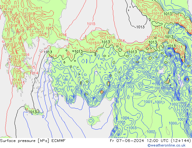 Surface pressure ECMWF Fr 07.06.2024 12 UTC