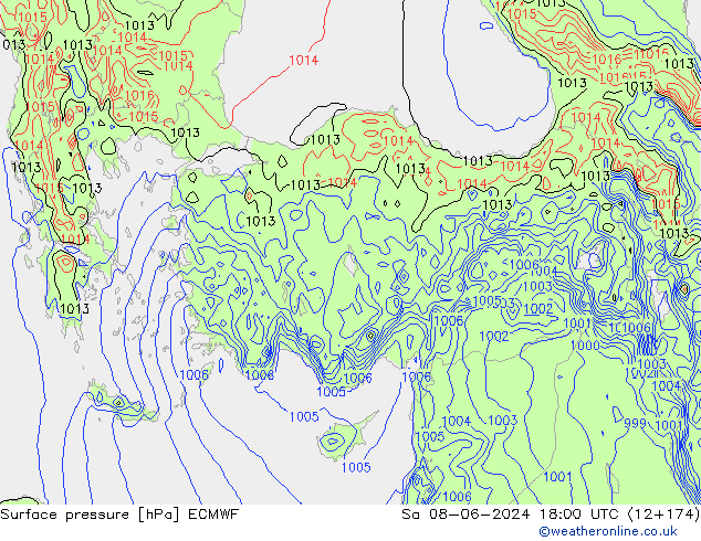 Luchtdruk (Grond) ECMWF za 08.06.2024 18 UTC