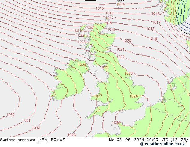 Yer basıncı ECMWF Pzt 03.06.2024 00 UTC