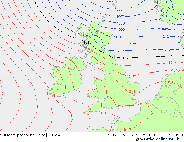 Surface pressure ECMWF Fr 07.06.2024 18 UTC