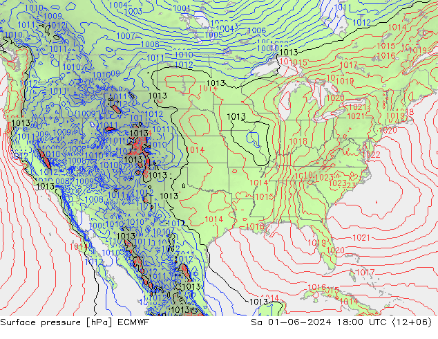 ciśnienie ECMWF so. 01.06.2024 18 UTC