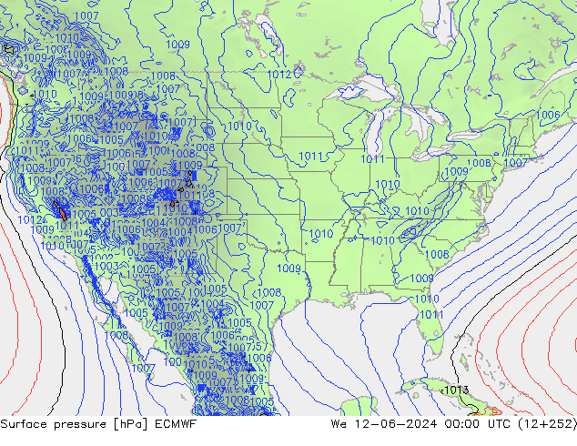 pression de l'air ECMWF mer 12.06.2024 00 UTC