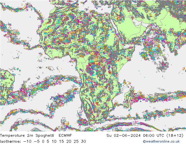 Temperatuurkaart Spaghetti ECMWF zo 02.06.2024 06 UTC