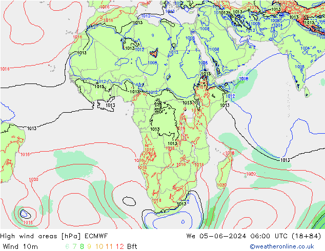 High wind areas ECMWF We 05.06.2024 06 UTC