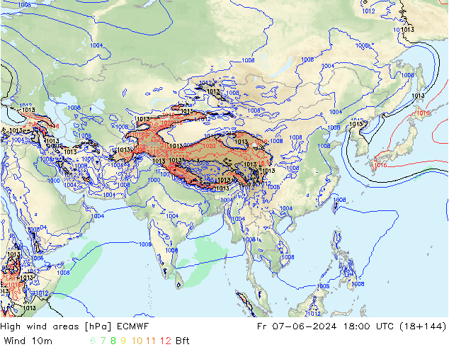 yüksek rüzgarlı alanlar ECMWF Cu 07.06.2024 18 UTC