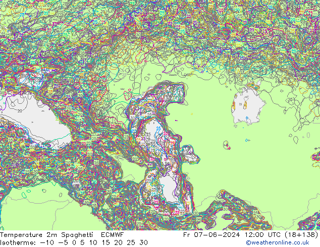 mapa temperatury 2m Spaghetti ECMWF pt. 07.06.2024 12 UTC