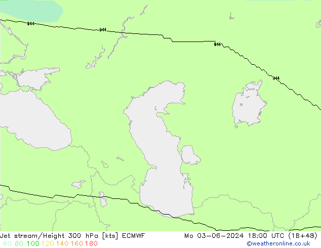 Jet stream/Height 300 hPa ECMWF Mo 03.06.2024 18 UTC