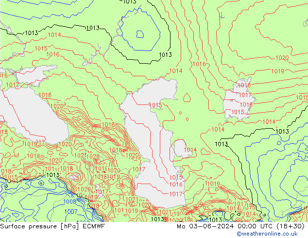 Luchtdruk (Grond) ECMWF ma 03.06.2024 00 UTC